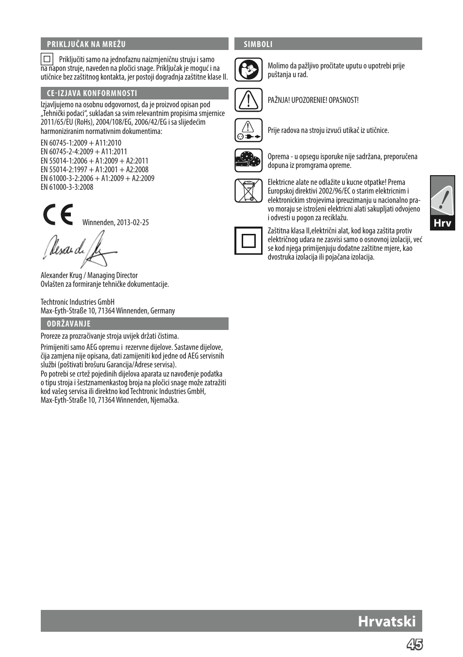 Hrvatski | AEG FDS 140 User Manual | Page 48 / 65