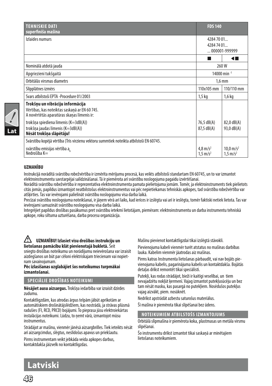 Latviski | AEG FDS 140 User Manual | Page 49 / 65
