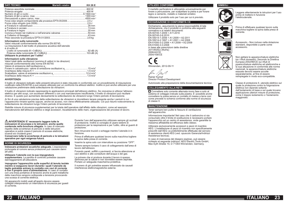 Italiano | AEG KH 26 E User Manual | Page 12 / 37