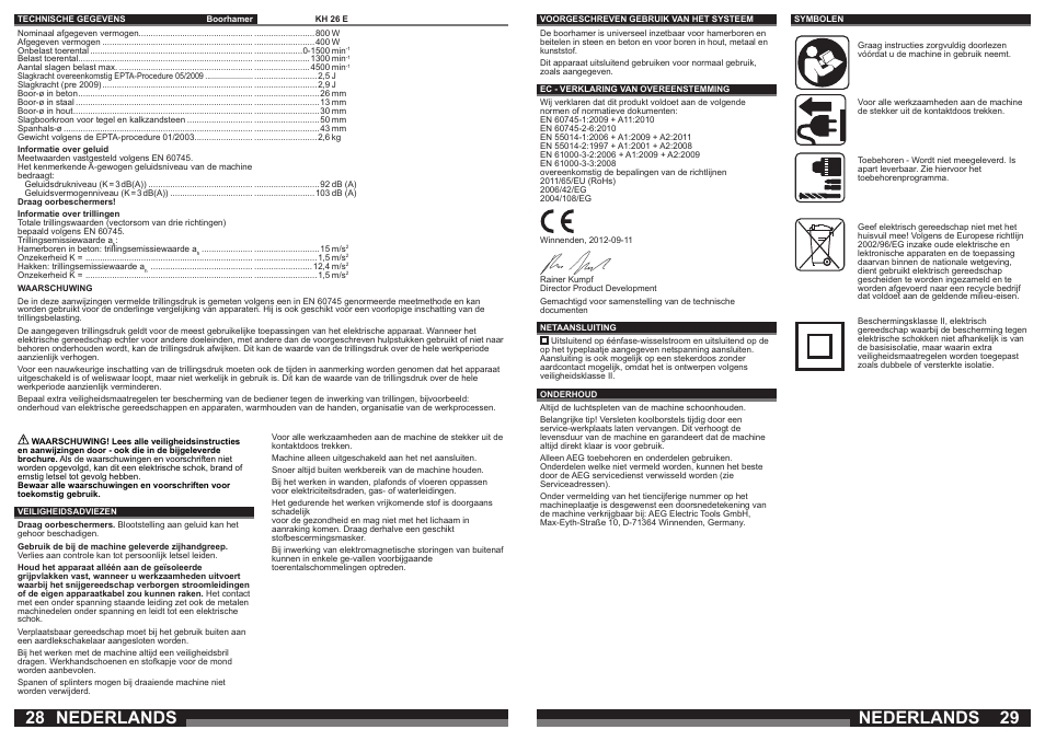 Nederlands | AEG KH 26 E User Manual | Page 15 / 37