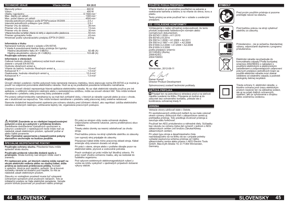 Slovensky | AEG KH 26 E User Manual | Page 23 / 37