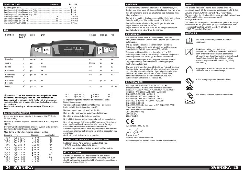 Svenska | AEG BL1218 User Manual | Page 13 / 31