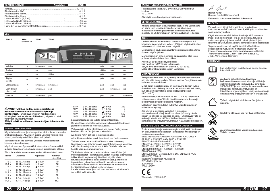 Suomi | AEG BL1218 User Manual | Page 14 / 31