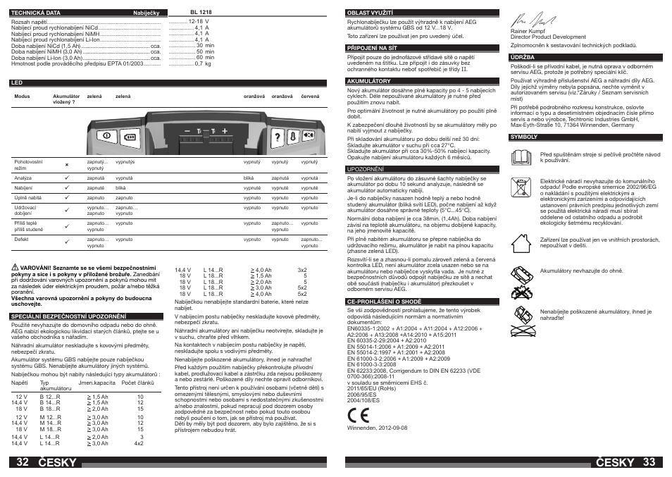 Česky | AEG BL1218 User Manual | Page 17 / 31