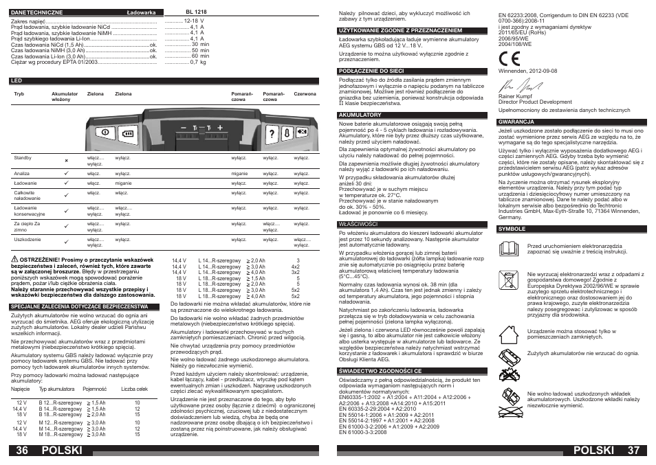 Polski | AEG BL1218 User Manual | Page 19 / 31