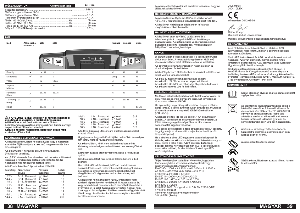 Magyar | AEG BL1218 User Manual | Page 20 / 31