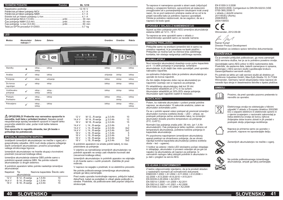 Slovensko | AEG BL1218 User Manual | Page 21 / 31