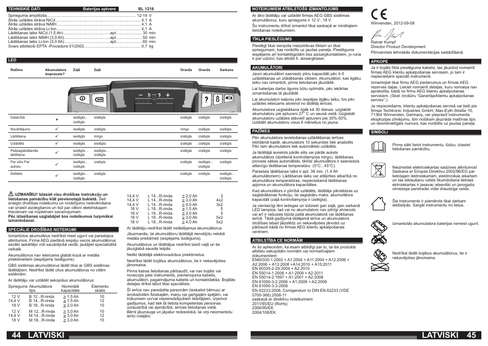 Latviski | AEG BL1218 User Manual | Page 23 / 31