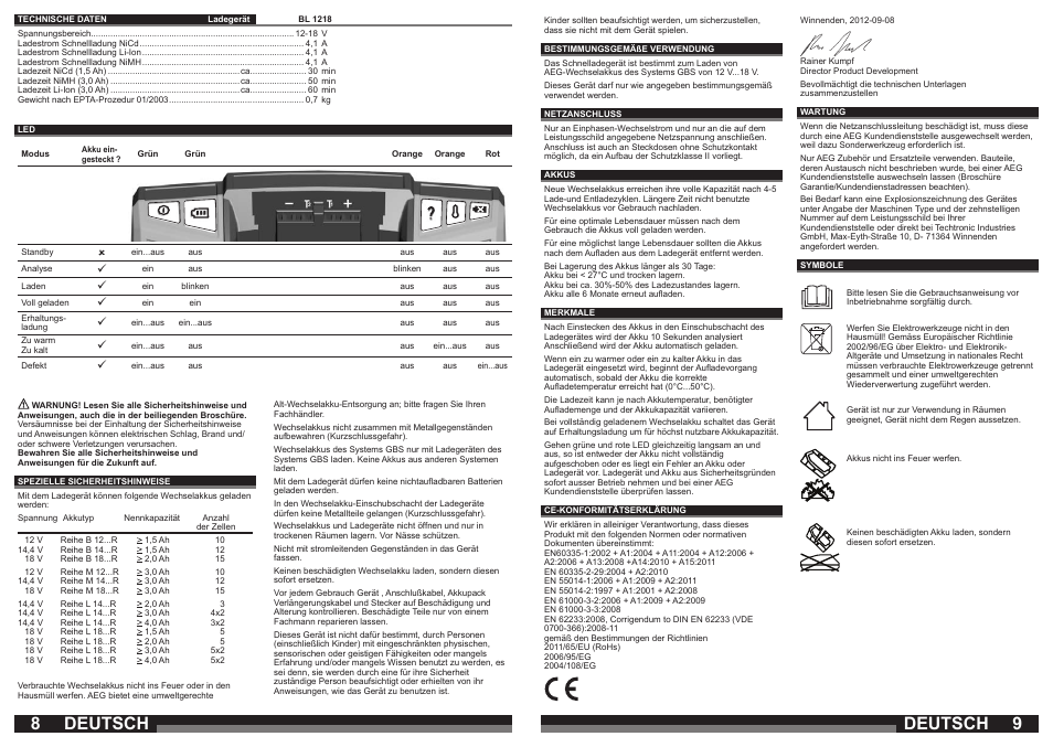 Deutsch | AEG BL1218 User Manual | Page 5 / 31