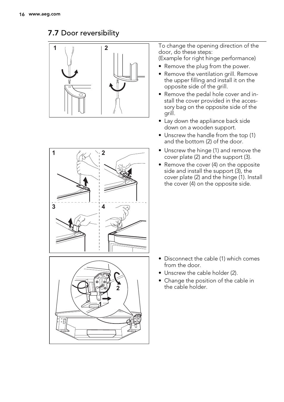 7 door reversibility | AEG A82700GNX0 User Manual | Page 16 / 64