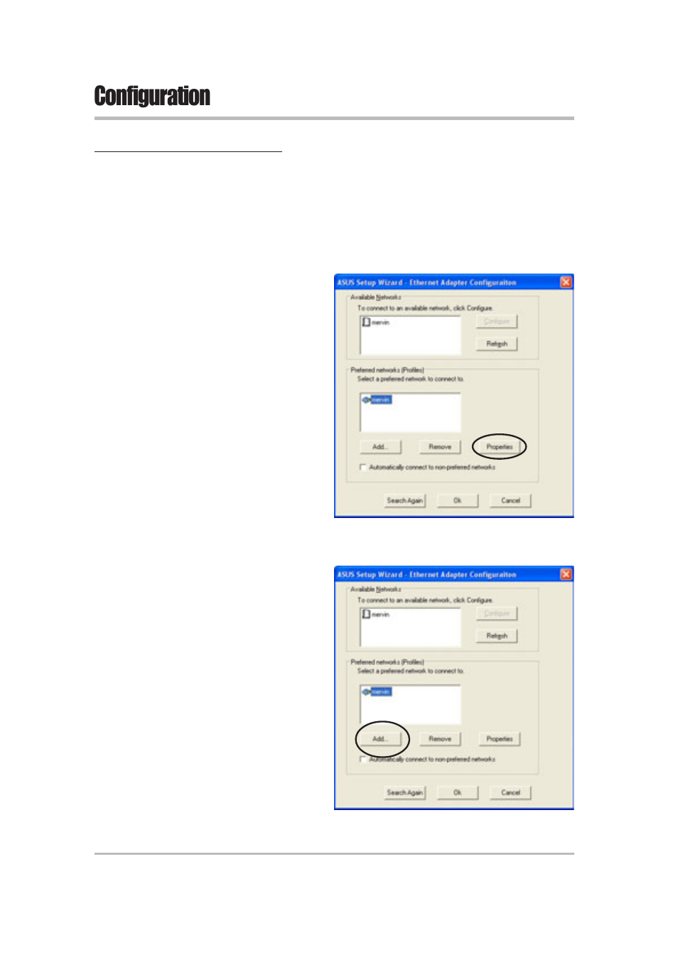 Configuration | Asus WL-330 User Manual | Page 36 / 74