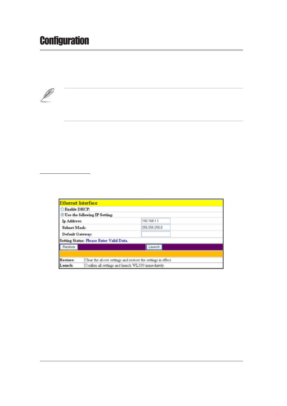 Configuration | Asus WL-330 User Manual | Page 44 / 74