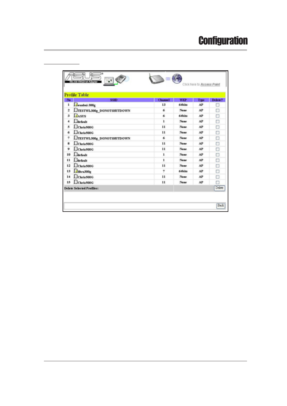 Configuration | Asus WL-330 User Manual | Page 57 / 74