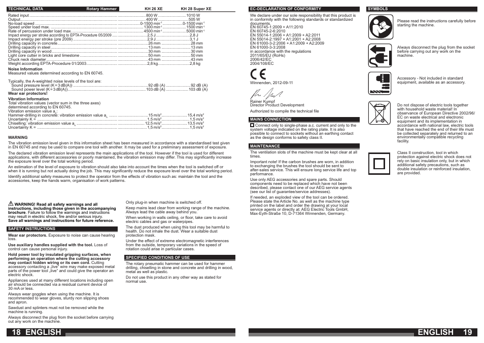 English | AEG KH 28 Super XE User Manual | Page 10 / 37