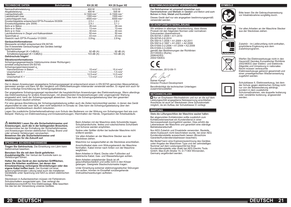 Deutsch | AEG KH 28 Super XE User Manual | Page 11 / 37