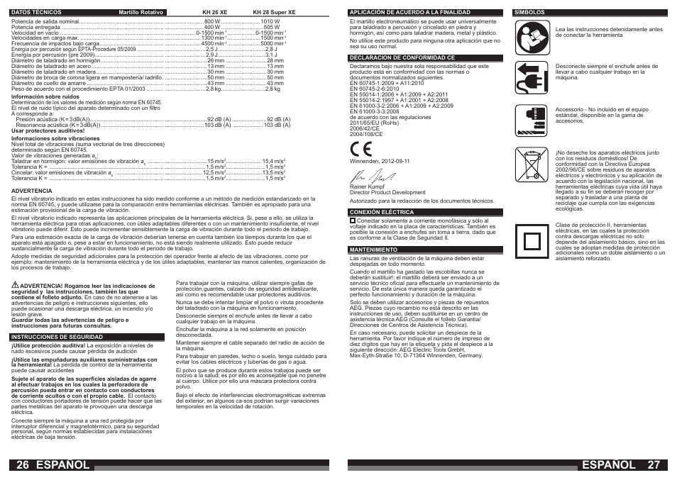 Español | AEG KH 28 Super XE User Manual | Page 14 / 37