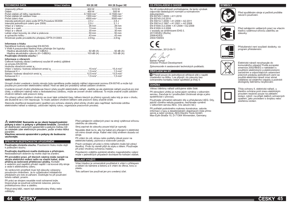 Česky | AEG KH 28 Super XE User Manual | Page 23 / 37