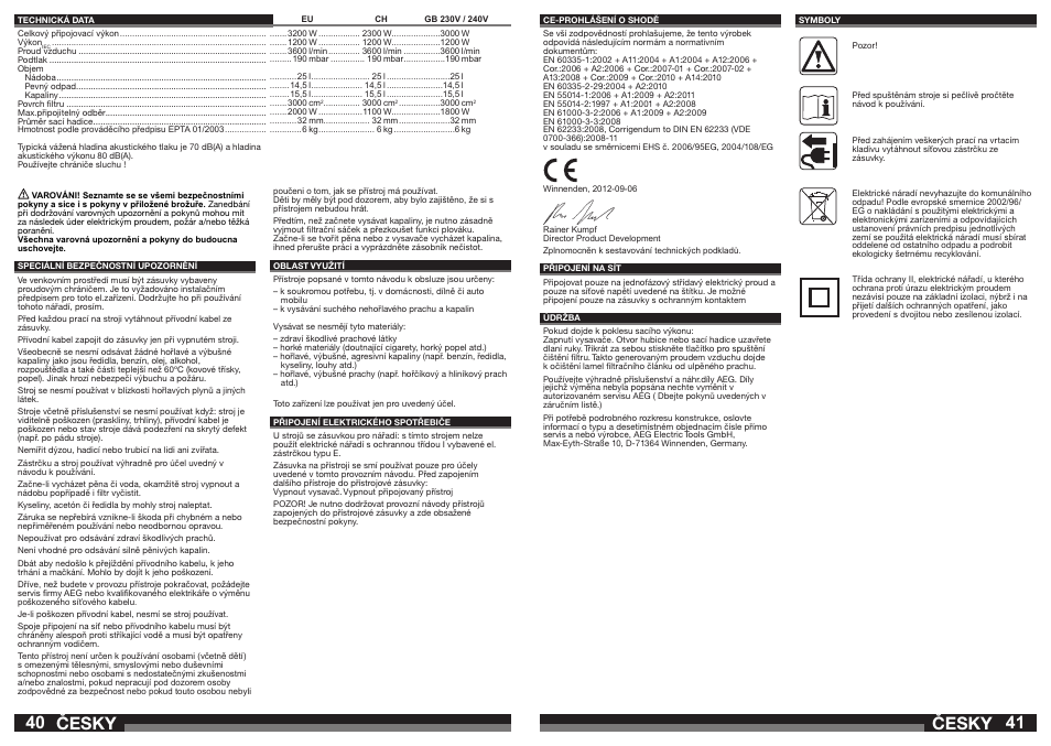 Česky | AEG AP 250 ECP User Manual | Page 21 / 35