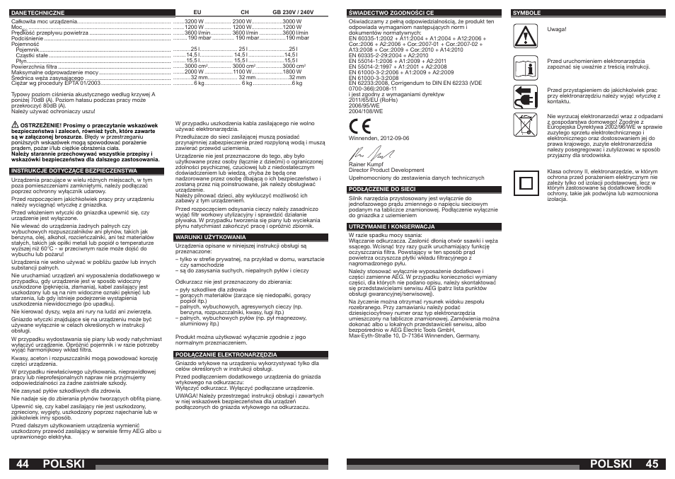 Polski | AEG AP 250 ECP User Manual | Page 23 / 35