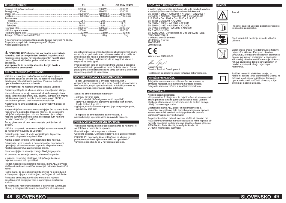 Slovensko | AEG AP 250 ECP User Manual | Page 25 / 35