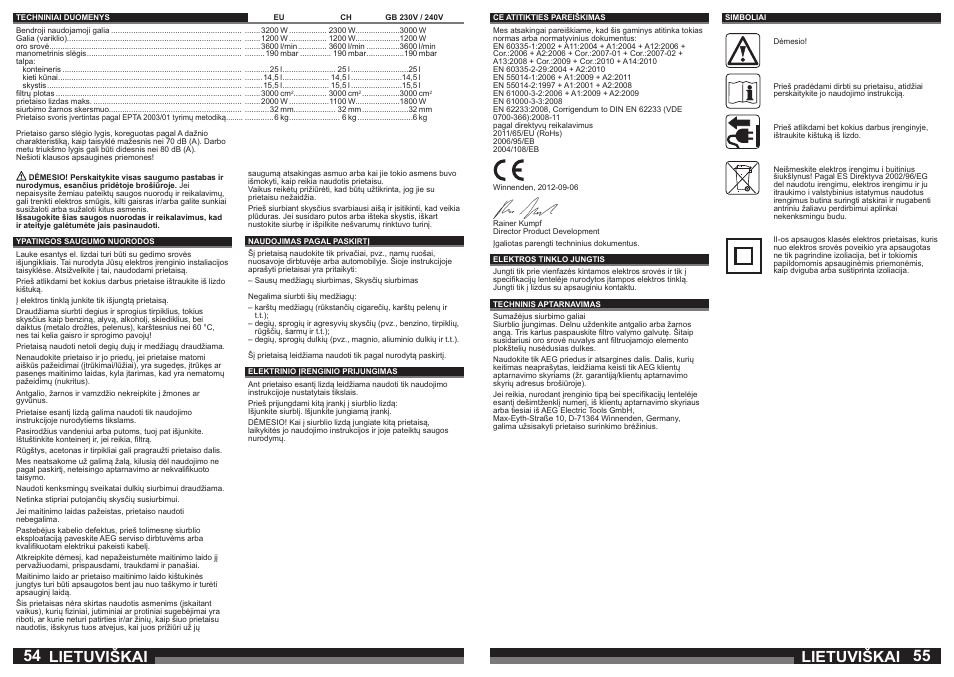 Lietuviškai | AEG AP 250 ECP User Manual | Page 28 / 35
