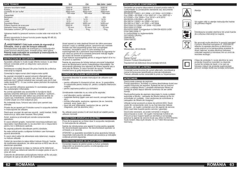 România | AEG AP 250 ECP User Manual | Page 32 / 35