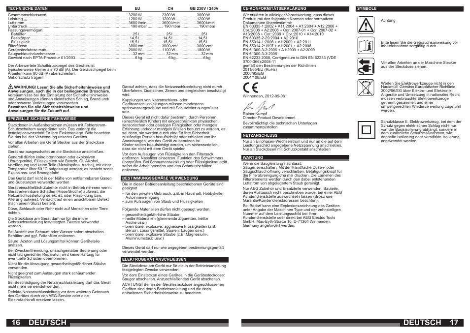Deutsch | AEG AP 250 ECP User Manual | Page 9 / 35