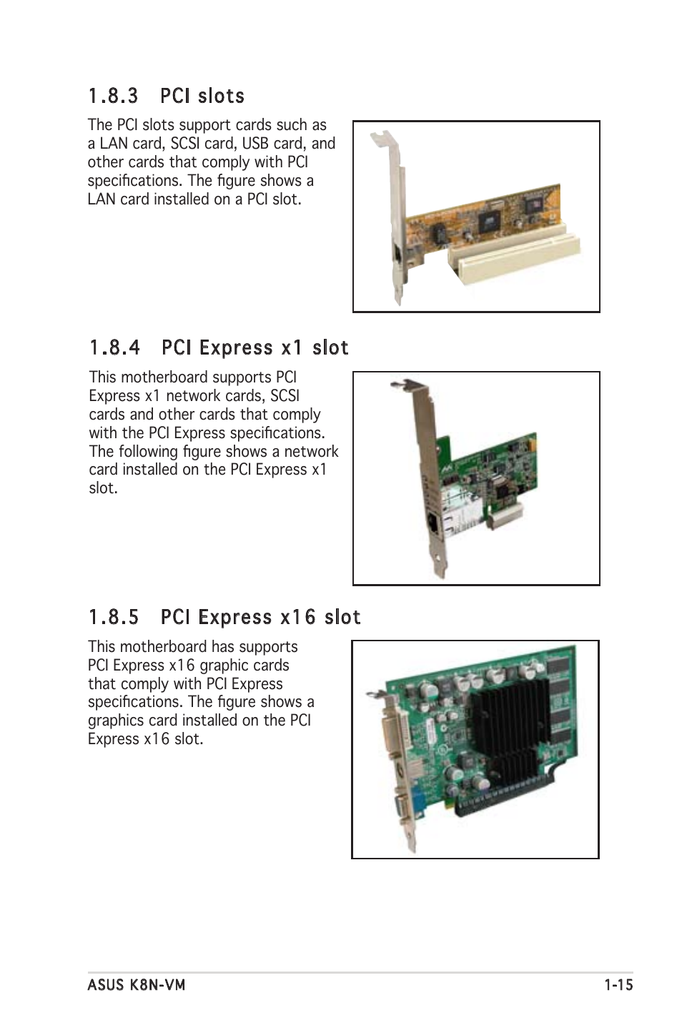 3 pci slots, 4 pci express x1 slot, 5 pci express x16 slot | Asus K8N-VM User Manual | Page 25 / 82