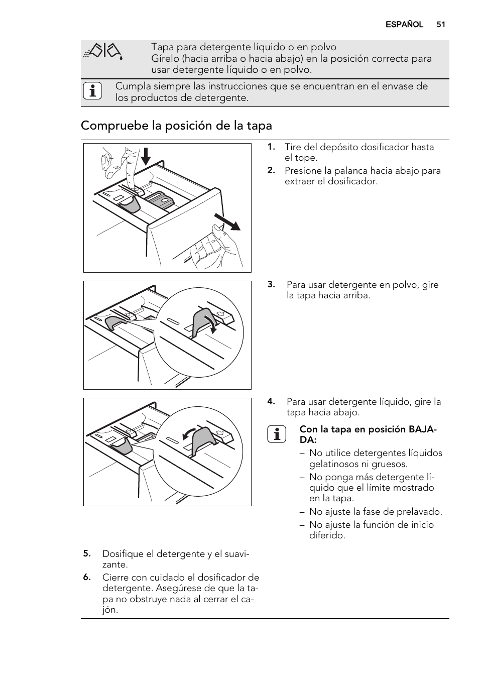 Compruebe la posición de la tapa | AEG L76480FL User Manual | Page 51 / 68