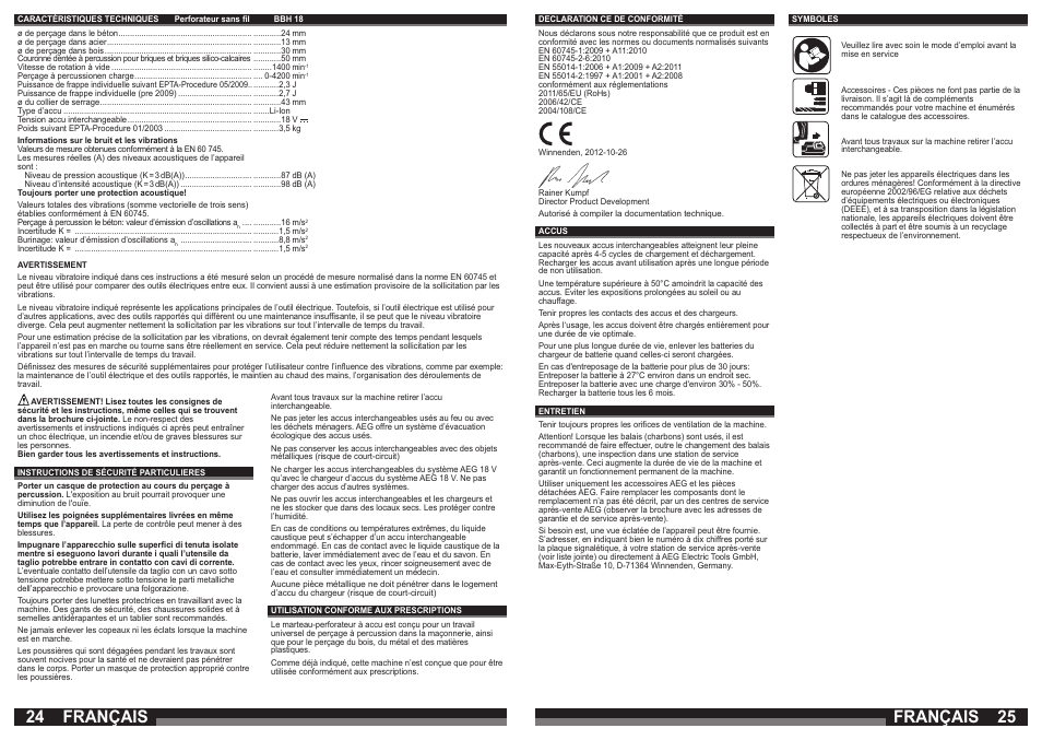 Français | AEG BBH 18 User Manual | Page 13 / 39