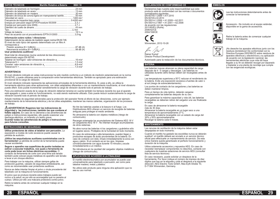 Español | AEG BBH 18 User Manual | Page 15 / 39