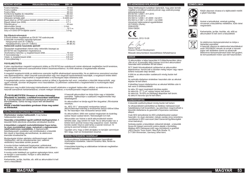 Magyar | AEG BBH 18 User Manual | Page 27 / 39