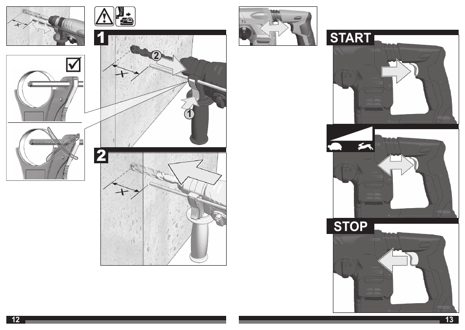 Start stop | AEG BBH 18 User Manual | Page 7 / 39