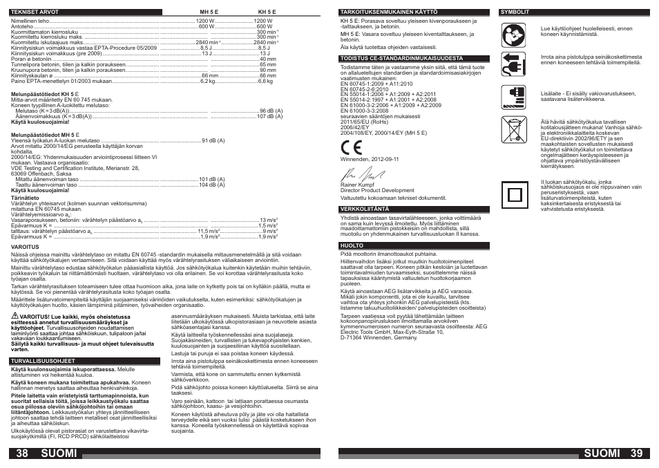 Suomi | AEG KH 5 E User Manual | Page 20 / 39