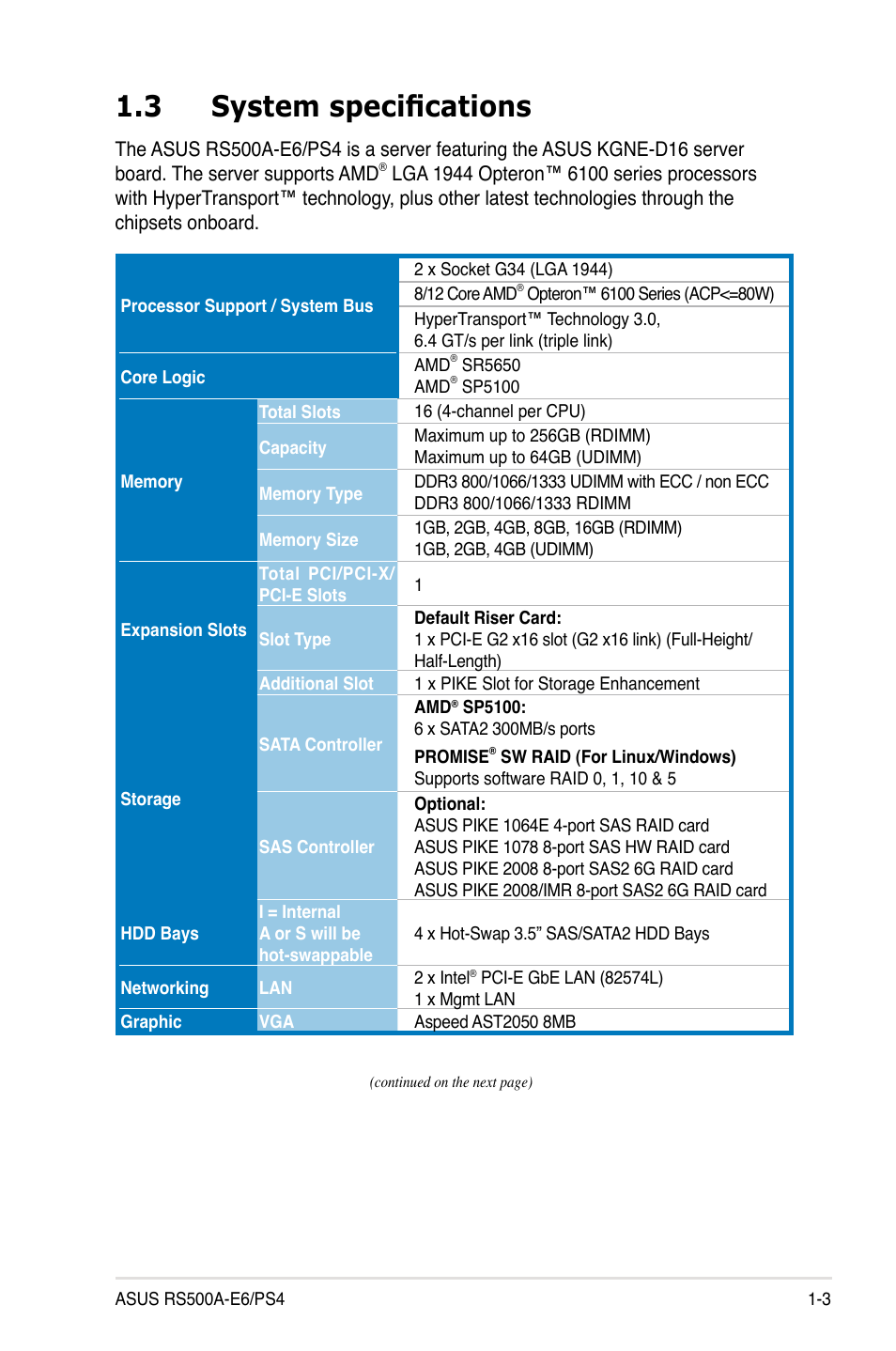 3 system specifications, System specifications -3 | Asus PS4 User Manual | Page 13 / 142