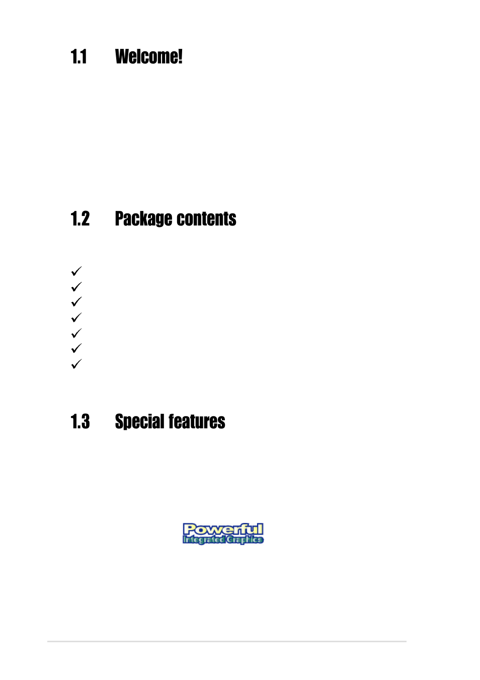 1 welcome, 2 package contents, 3 special features | Asus A7V266-MX User Manual | Page 10 / 64