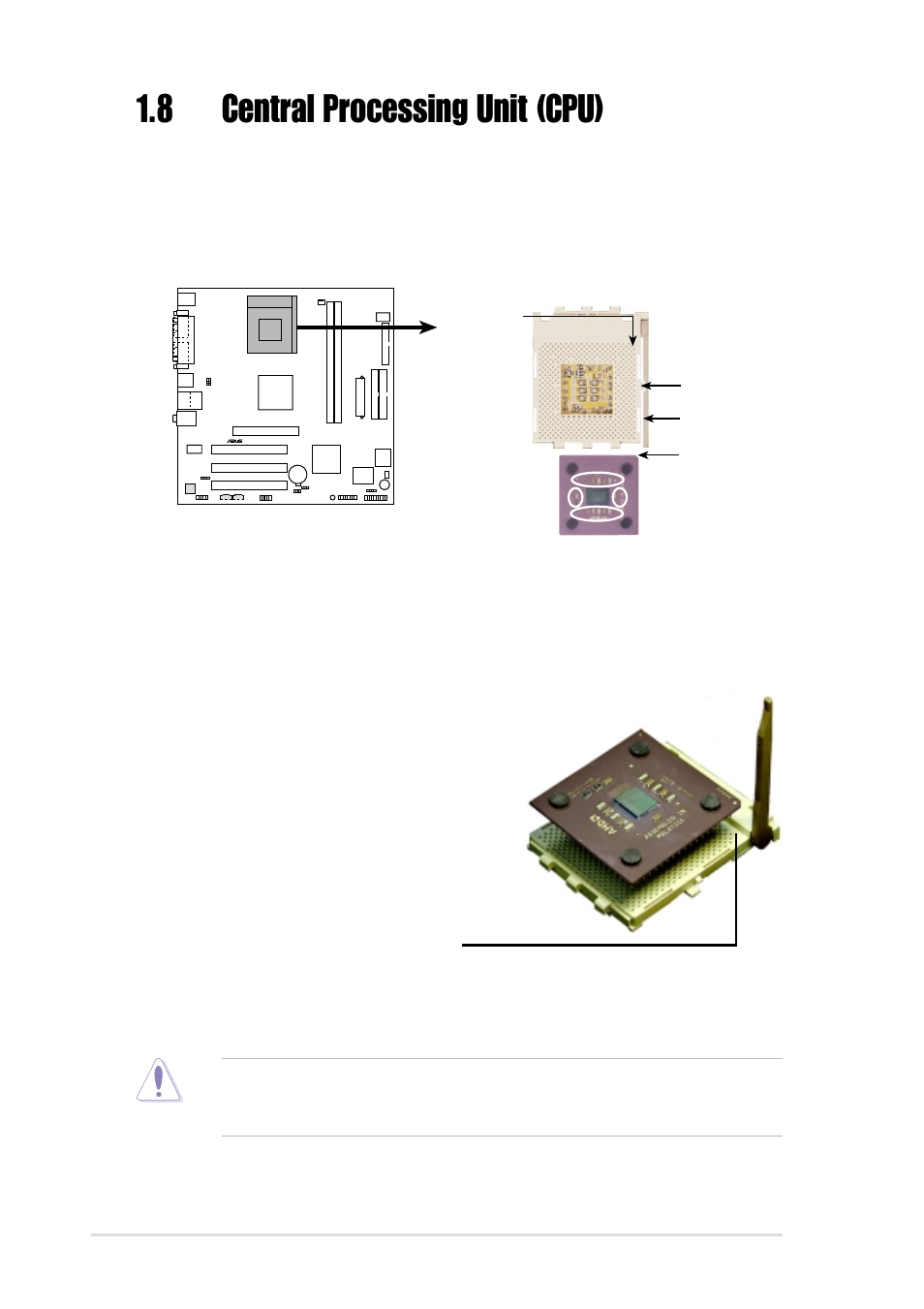 8 central processing unit (cpu), Installing the cpu | Asus A7V266-MX User Manual | Page 18 / 64