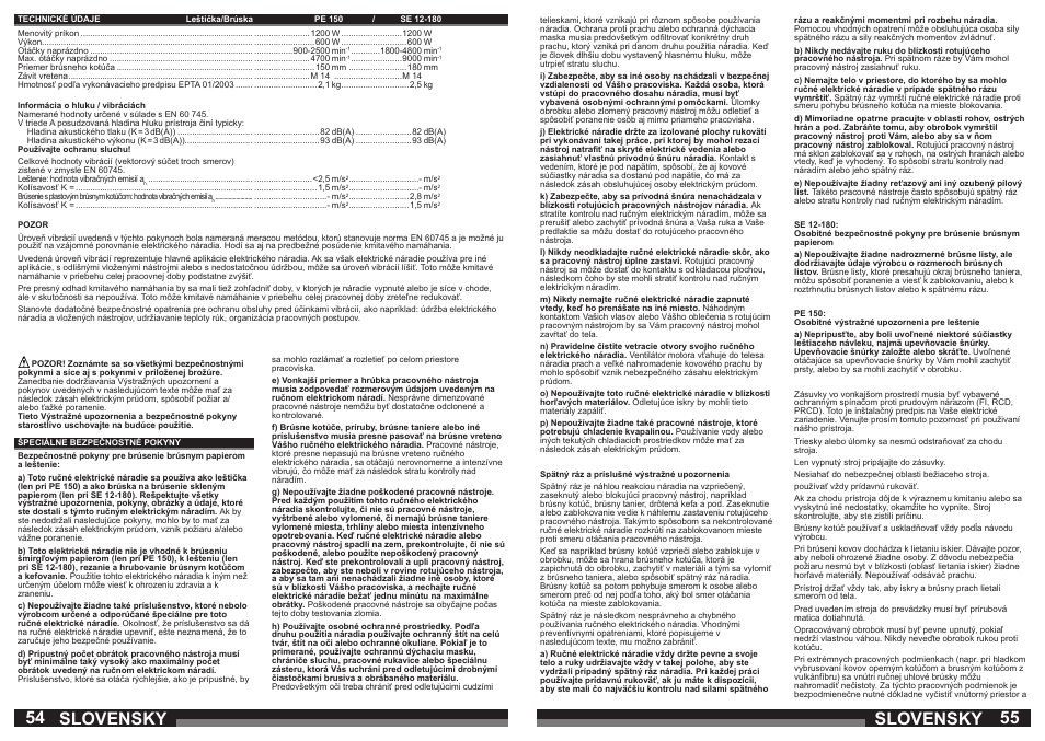 Slovensky | AEG SE 12-180 User Manual | Page 28 / 49