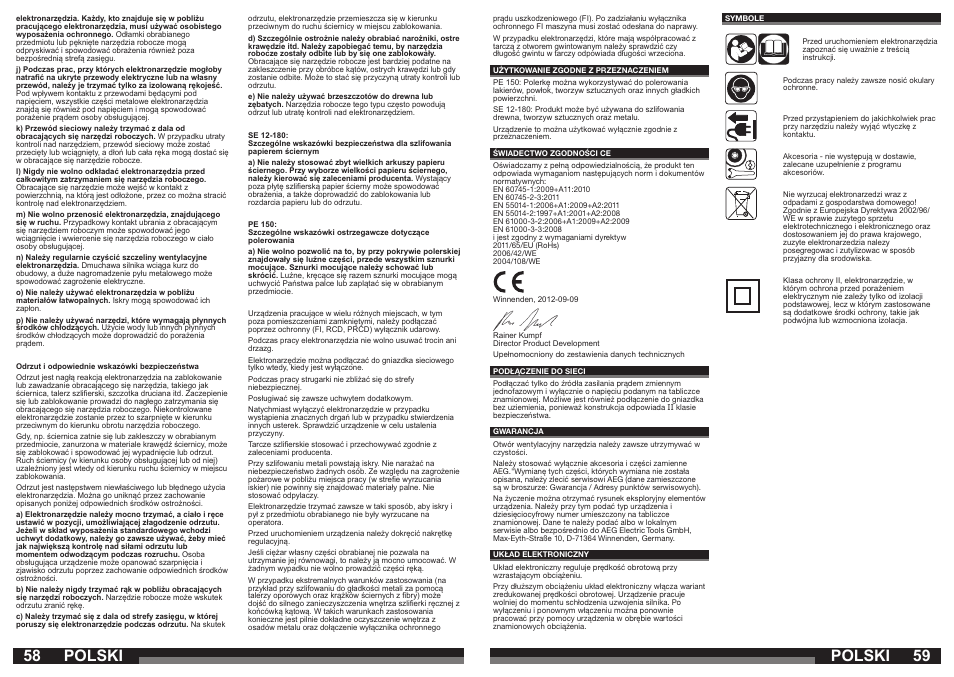 Polski | AEG SE 12-180 User Manual | Page 30 / 49