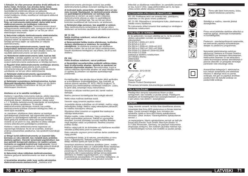 Latviski | AEG SE 12-180 User Manual | Page 36 / 49