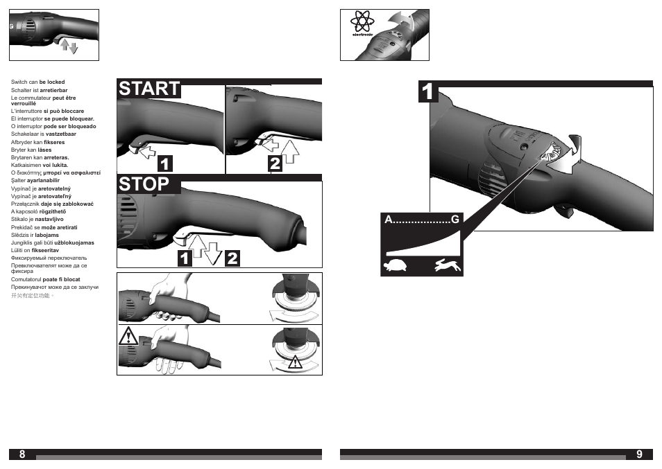 Stop, Start, A...................g | AEG SE 12-180 User Manual | Page 5 / 49