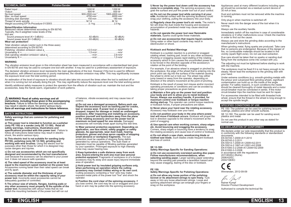 English | AEG SE 12-180 User Manual | Page 7 / 49