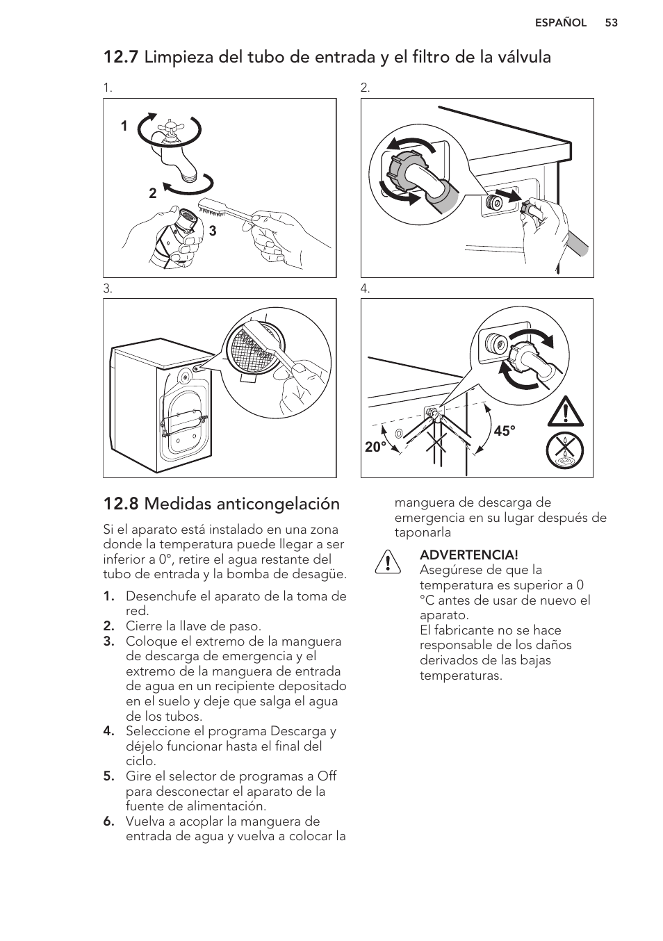 8 medidas anticongelación | AEG L61270BI User Manual | Page 53 / 68