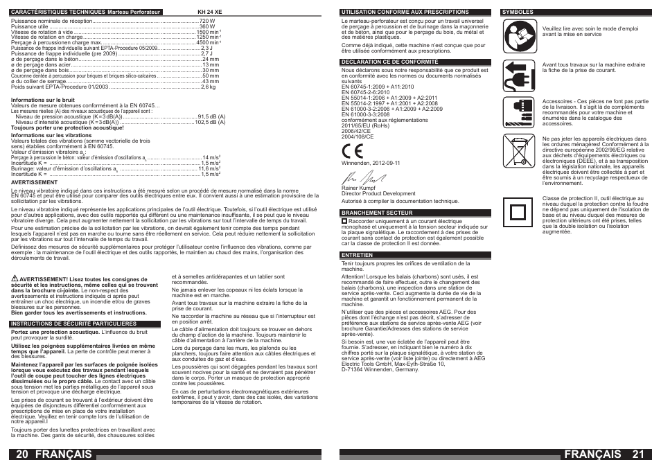 Français | AEG KH 24 XE User Manual | Page 11 / 37