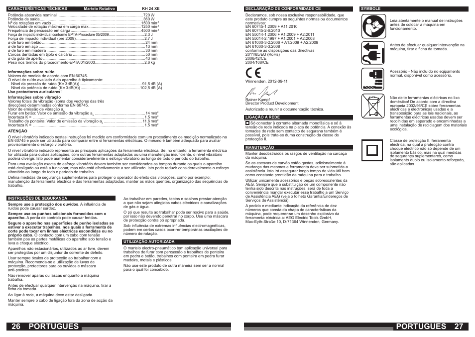 Portugues | AEG KH 24 XE User Manual | Page 14 / 37