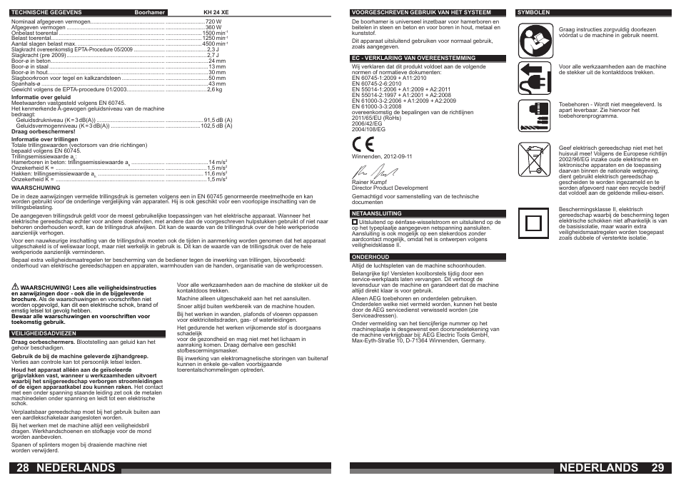 Nederlands | AEG KH 24 XE User Manual | Page 15 / 37