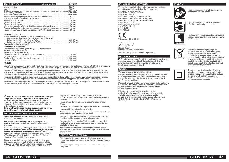 Slovensky | AEG KH 24 XE User Manual | Page 23 / 37