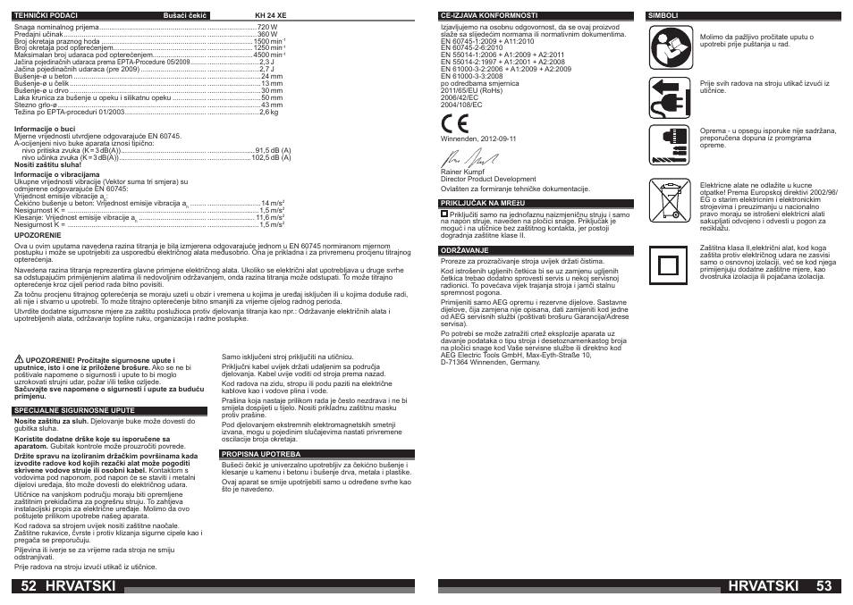 Hrvatski | AEG KH 24 XE User Manual | Page 27 / 37
