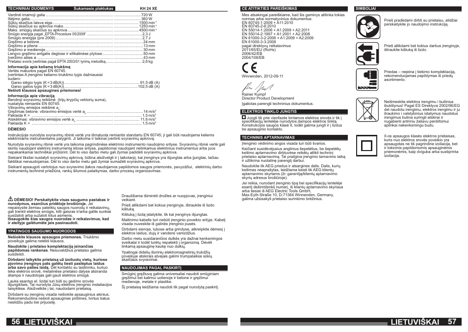 Lietuviškai | AEG KH 24 XE User Manual | Page 29 / 37