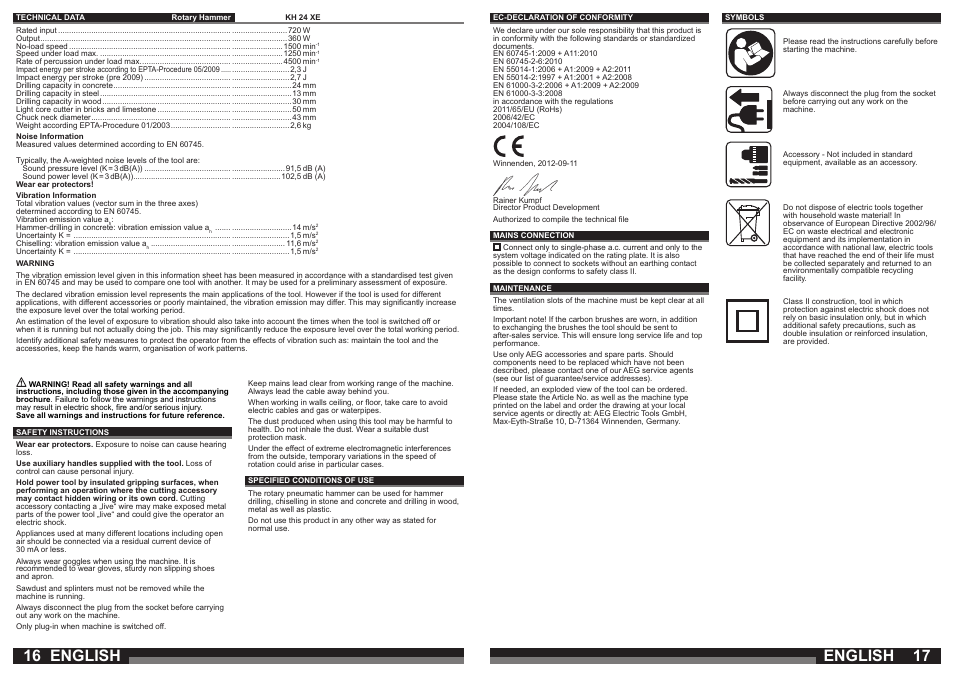 English | AEG KH 24 XE User Manual | Page 9 / 37
